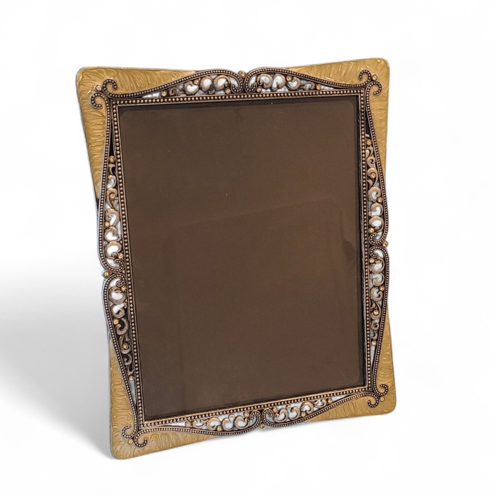 Sheffield Home Ornate Gold Silver Filigree Metal 8x10 Tabletop Picture Frame